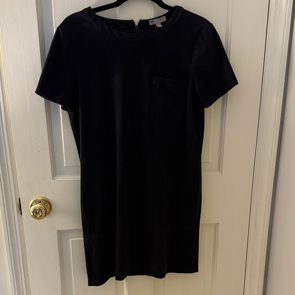 Lila Rose Faux Suede Navy Dress